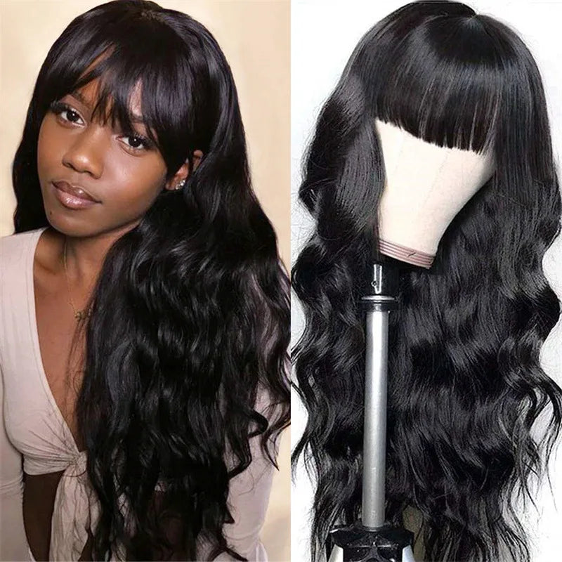 Big waves black synthetic wig for party, Halloween cosplay wig, daily wig, high-temperature hair accessory wig set