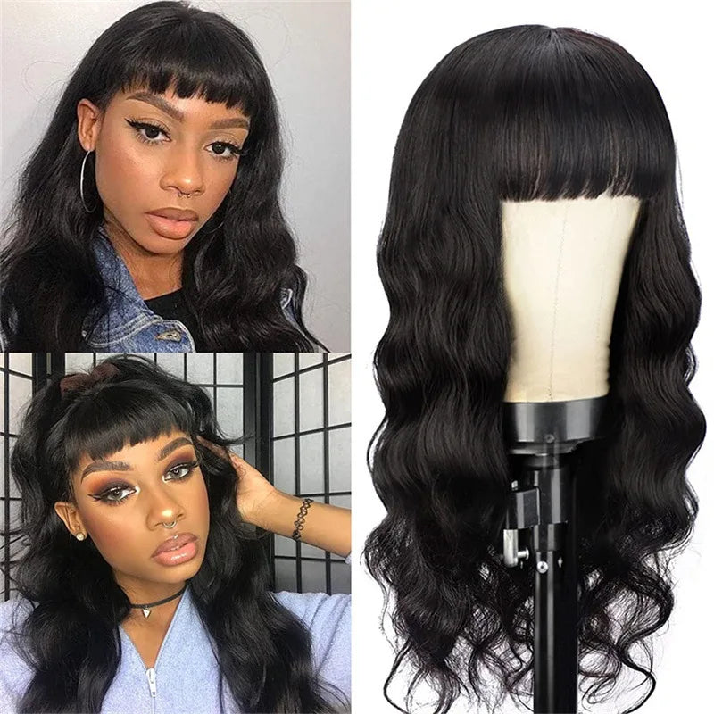 Big waves black synthetic wig for party, Halloween cosplay wig, daily wig, high-temperature hair accessory wig set