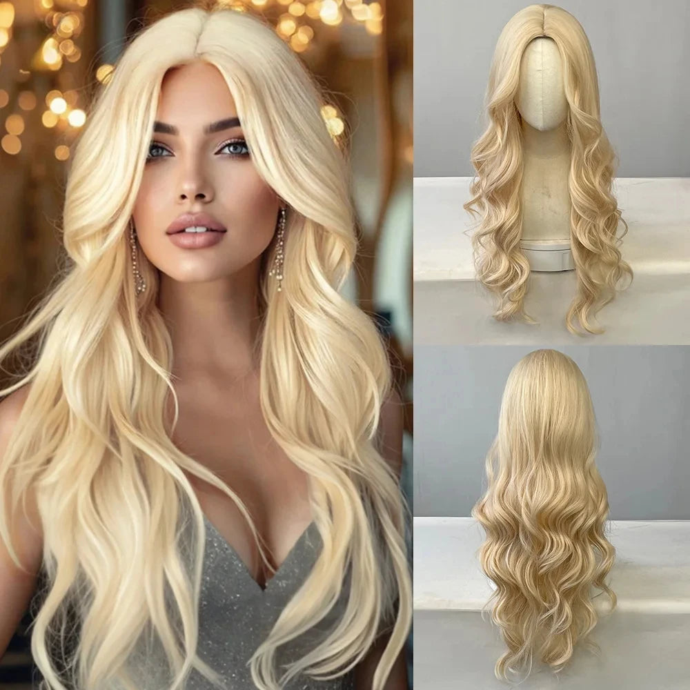 Big waves black synthetic wig for party, Halloween cosplay wig, daily wig, high-temperature hair accessory wig set