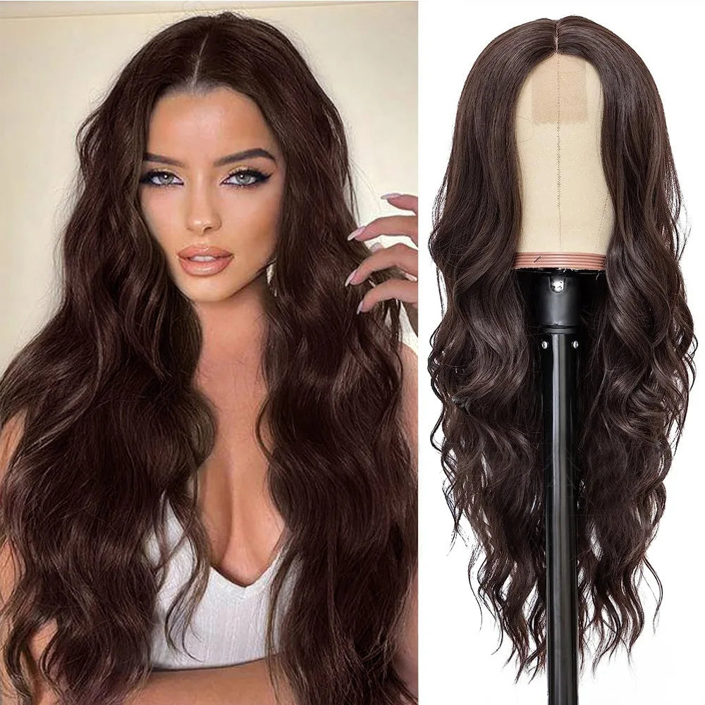 Big waves black synthetic wig for party, Halloween cosplay wig, daily wig, high-temperature hair accessory wig set