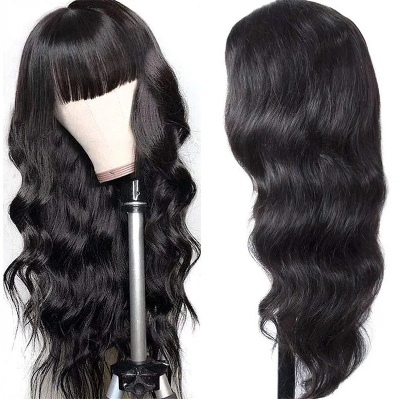Big waves black synthetic wig for party, Halloween cosplay wig, daily wig, high-temperature hair accessory wig set