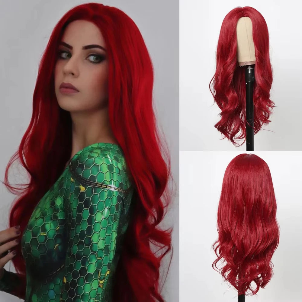 Big waves black synthetic wig for party, Halloween cosplay wig, daily wig, high-temperature hair accessory wig set