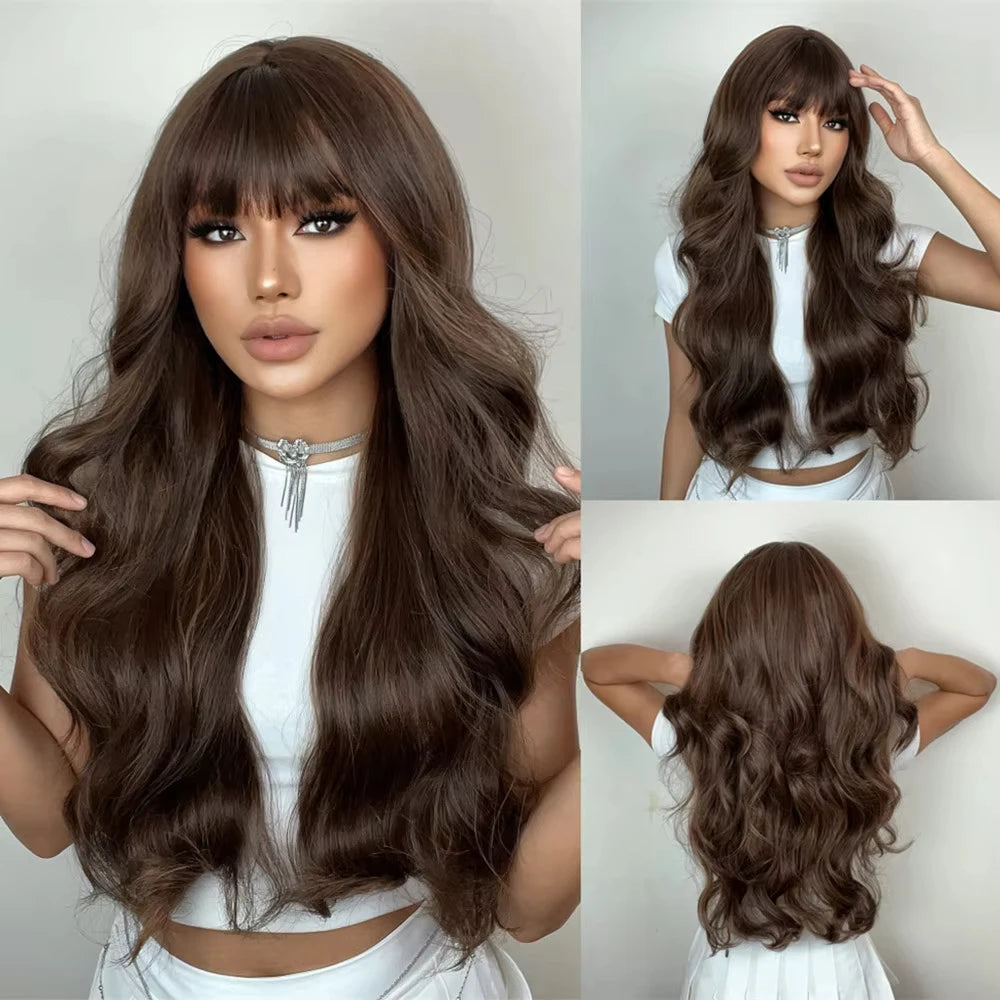 Big waves black synthetic wig for party, Halloween cosplay wig, daily wig, high-temperature hair accessory wig set